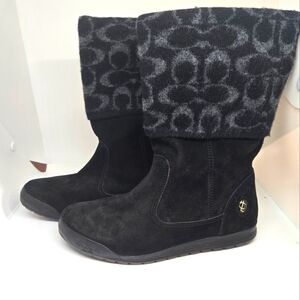 Coach Tatum Black Leather and Wool Women's Boots 6M